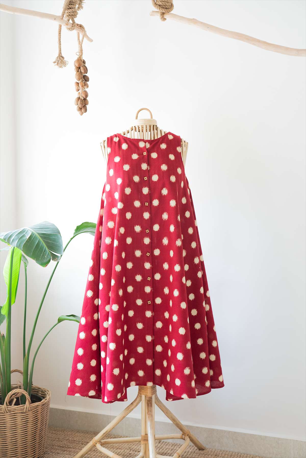 Red Ikat Polka Dot Sleeveless Dress – Label Saya