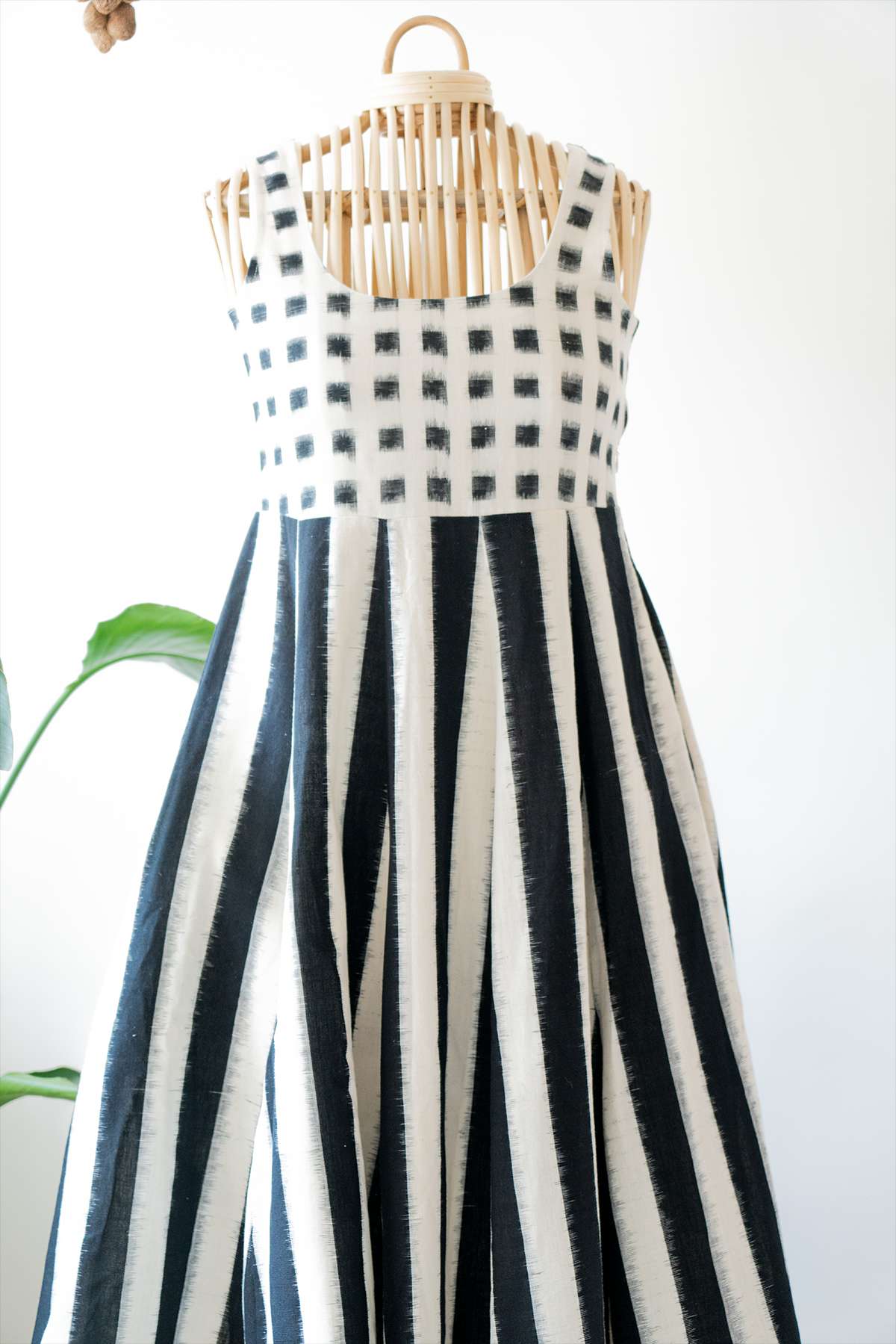 Black & White Handwoven Ikat Panel Dress