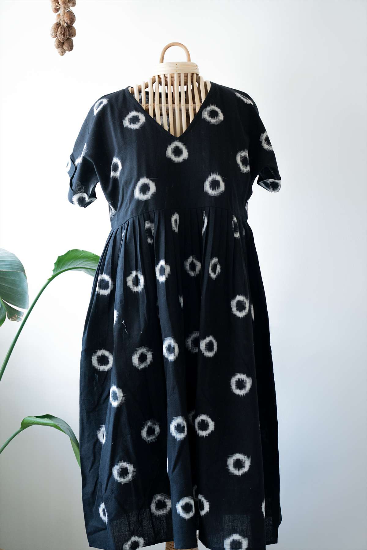 Black Ikkat Circle Midi Dress