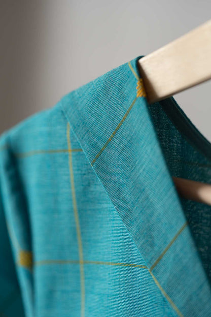 A line blue checks  kurta dress