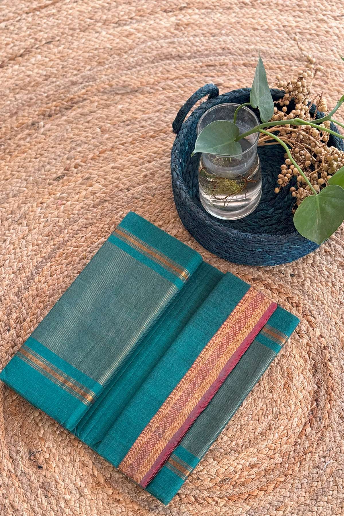 Peacock Green Mangalagiri Handloom Cotton Saree