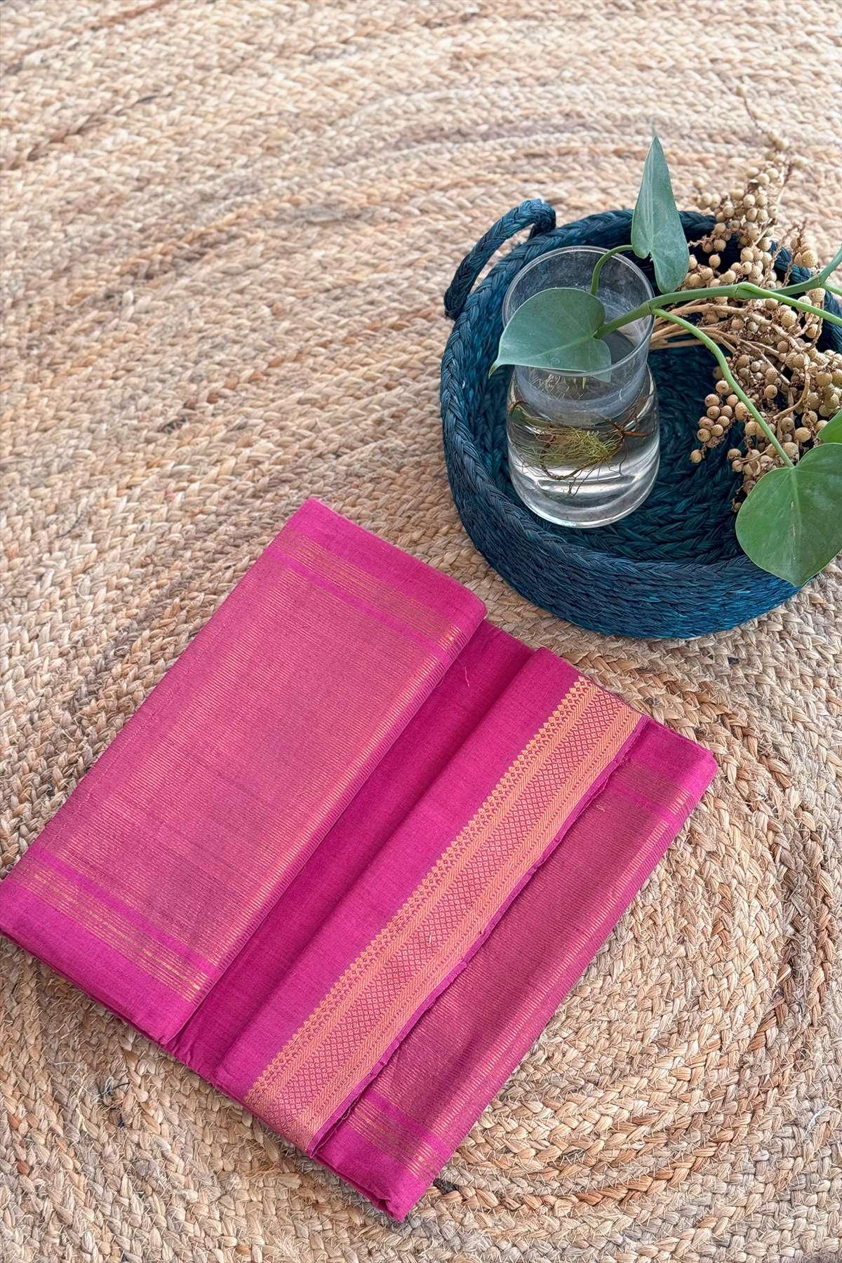 Rani Pink Mangalagiri Handloom Cotton Saree