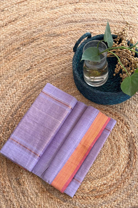 Lavender Mangalagiri Handloom Cotton Saree