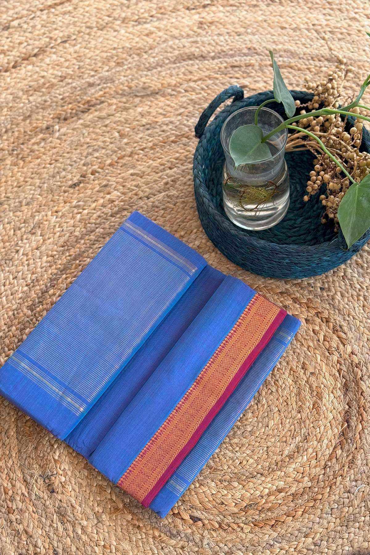 Vibrant Blue Handwoven Saree