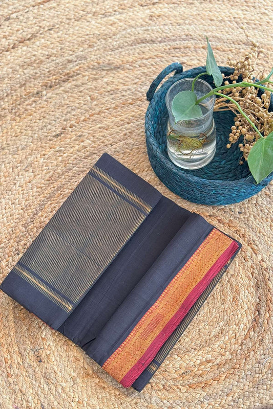 Black Mangalagiri Handloom Cotton Saree
